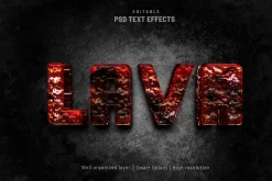 Lava editable text action PSD
