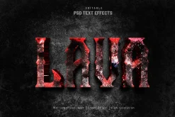 Lava editable text action PSD