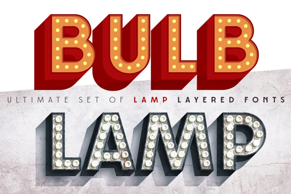 Layered font set 3D Bulb lamp