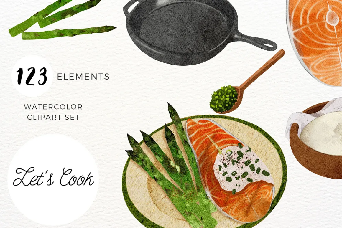 Let's Cook Watercolor Clipart