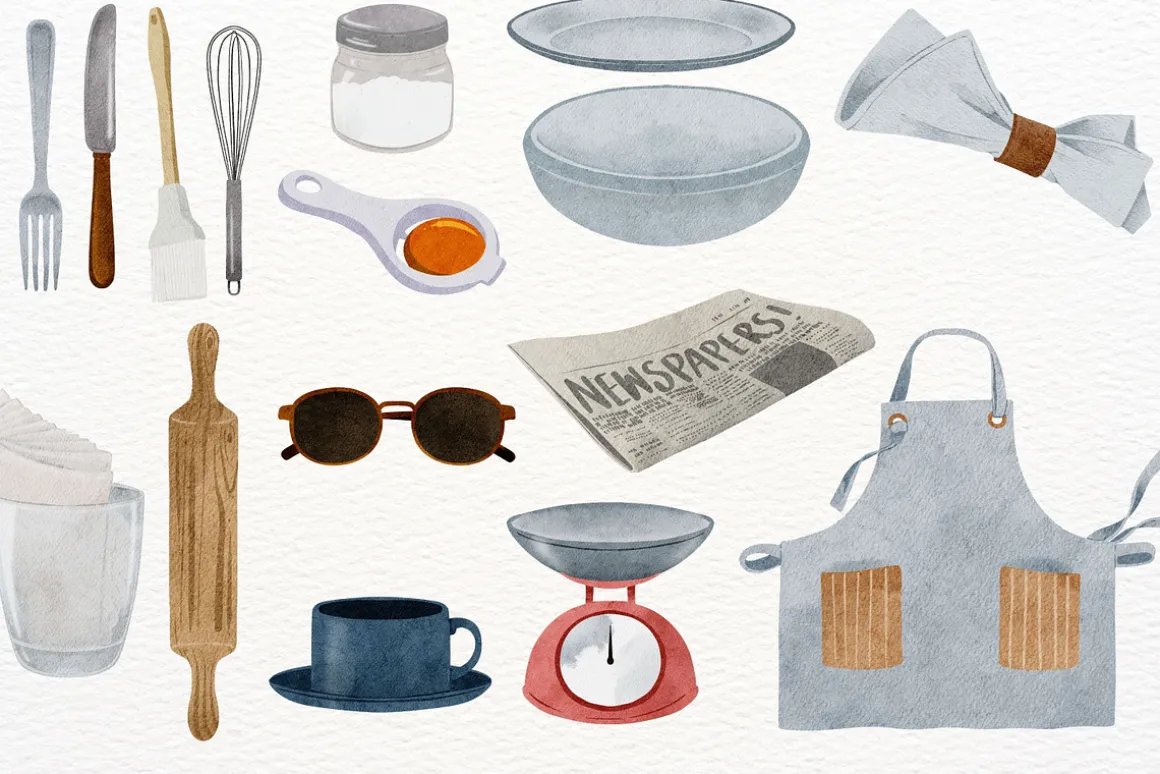 Let's Cook Watercolor Clipart