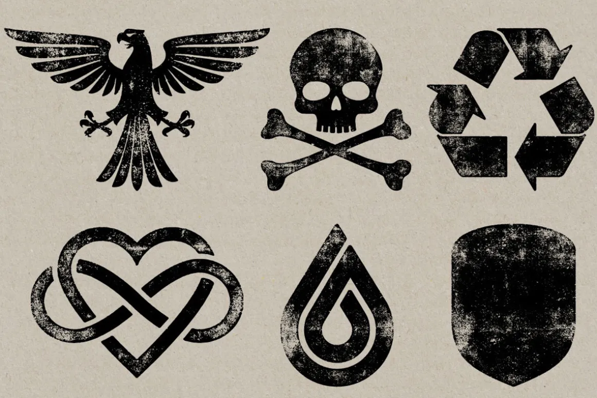 30 Letterpress Vector Symbols