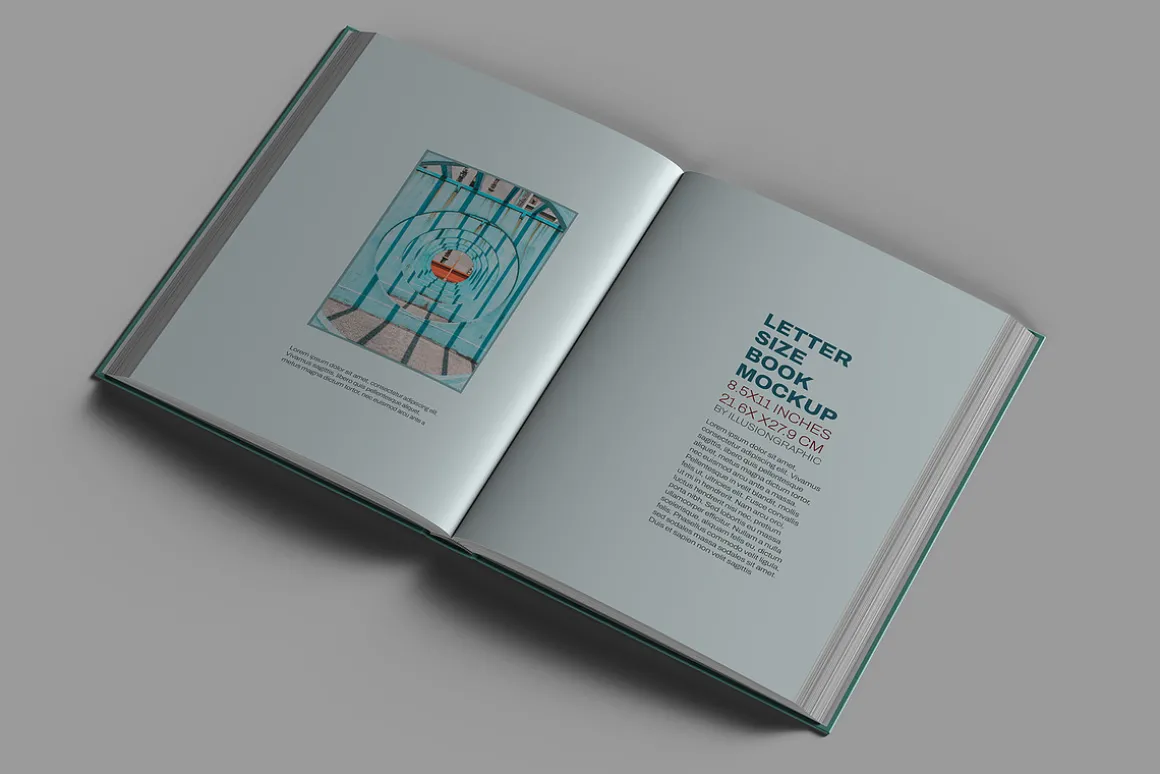 Letter Size Book Mockup - 8 views