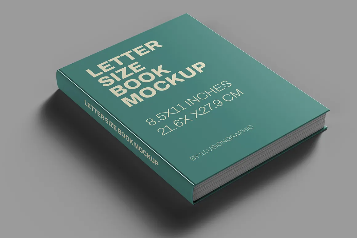 Letter Size Book Mockup - 8 views