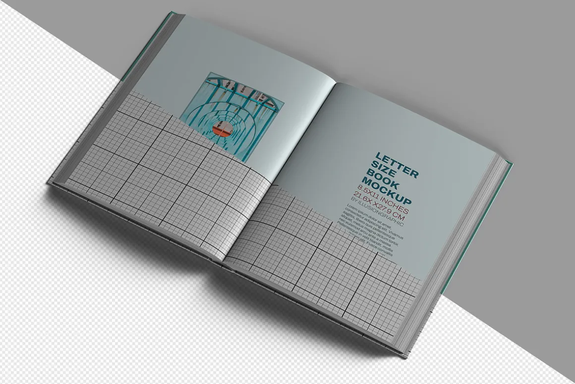 Letter Size Book Mockup - 8 views
