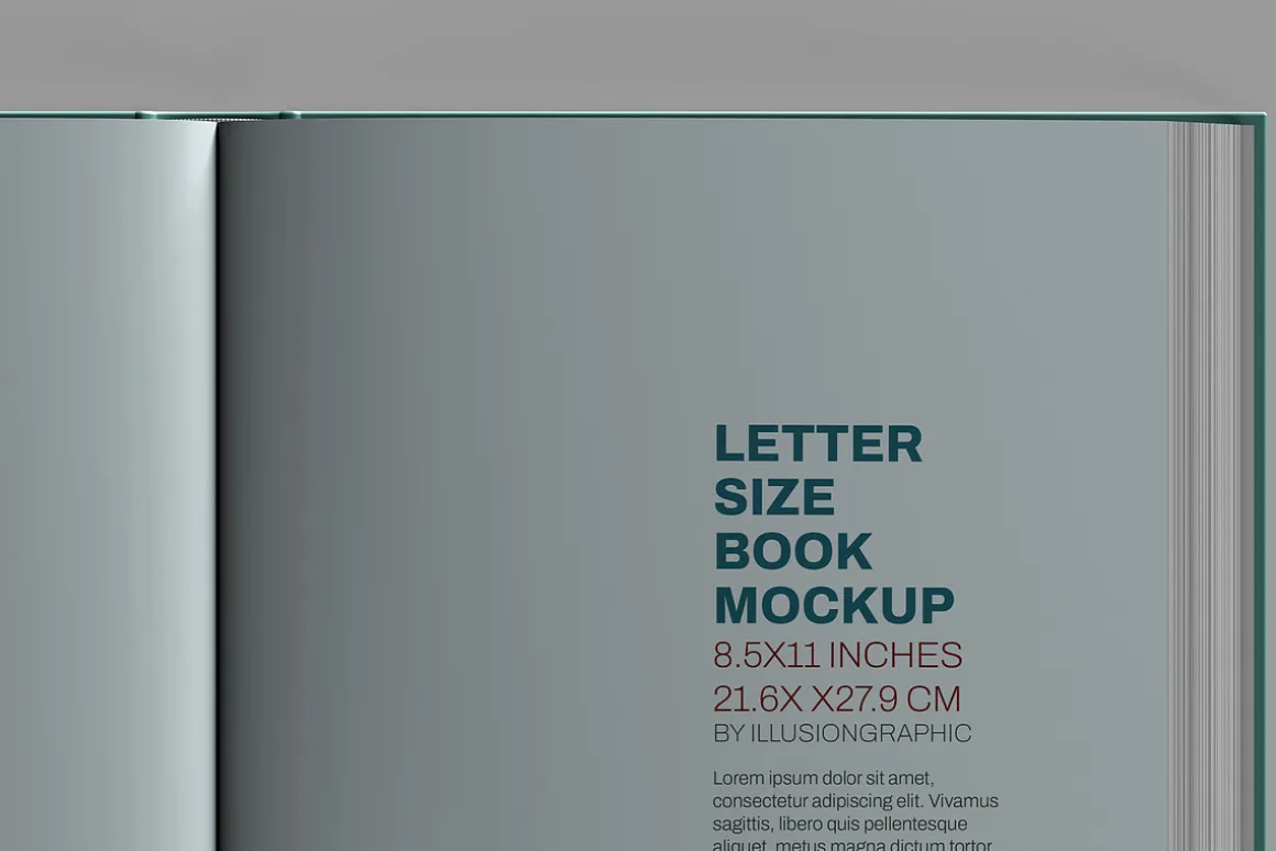 Letter Size Book Mockup - 8 views