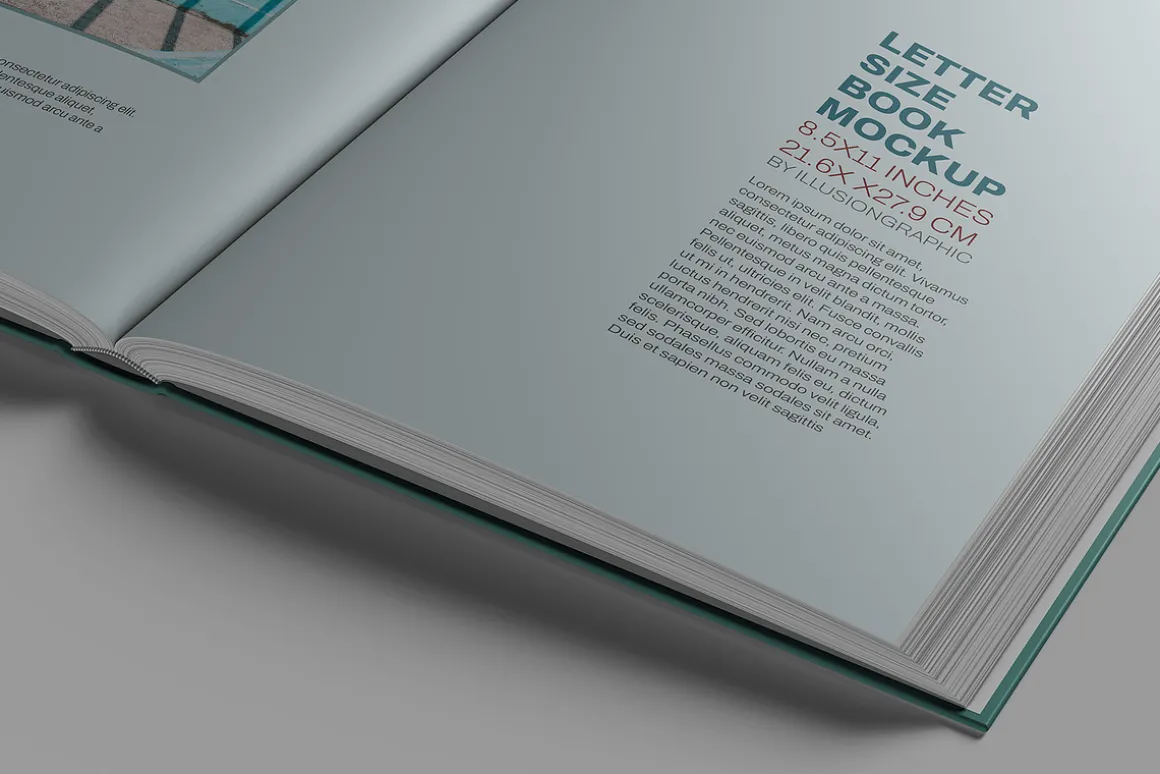 Letter Size Book Mockup - 8 views