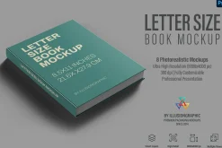Letter Size Book Mockup - 8 views
