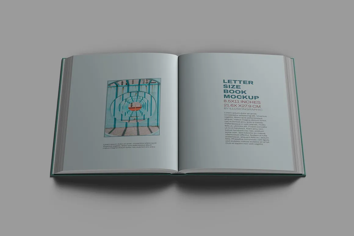 Letter Size Book Mockup - 8 views