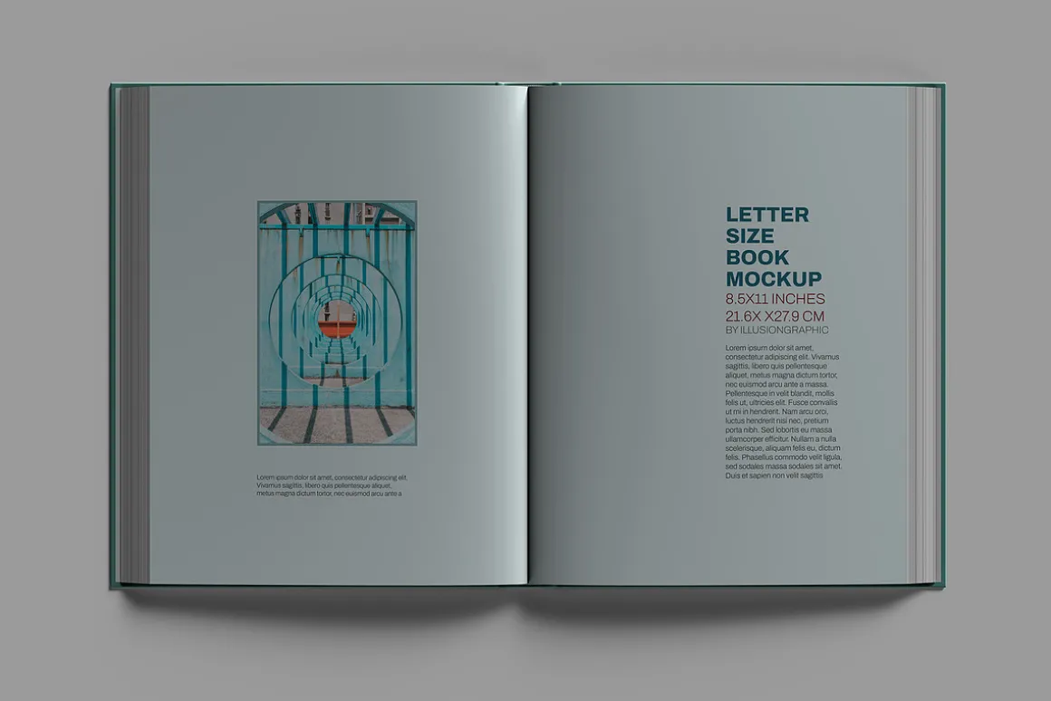Letter Size Book Mockup - 8 views
