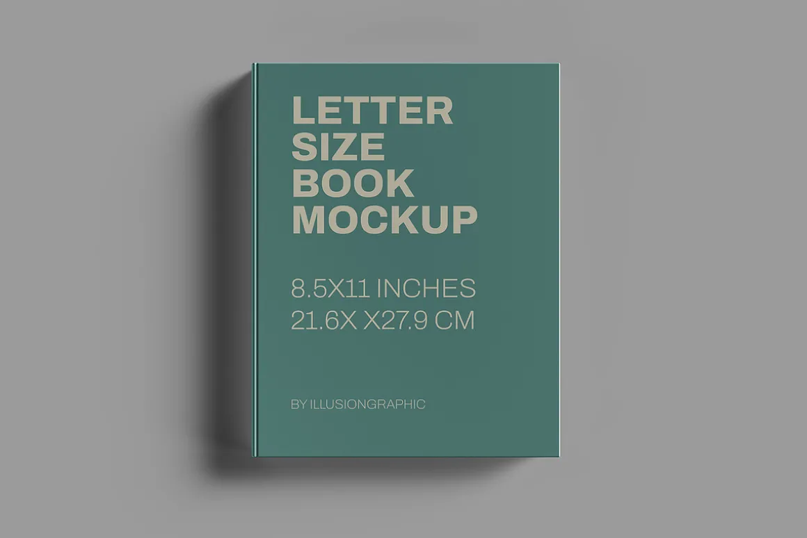 Letter Size Book Mockup - 8 views