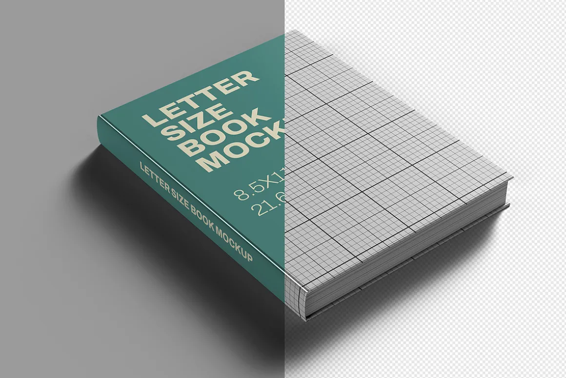 Letter Size Book Mockup - 8 views