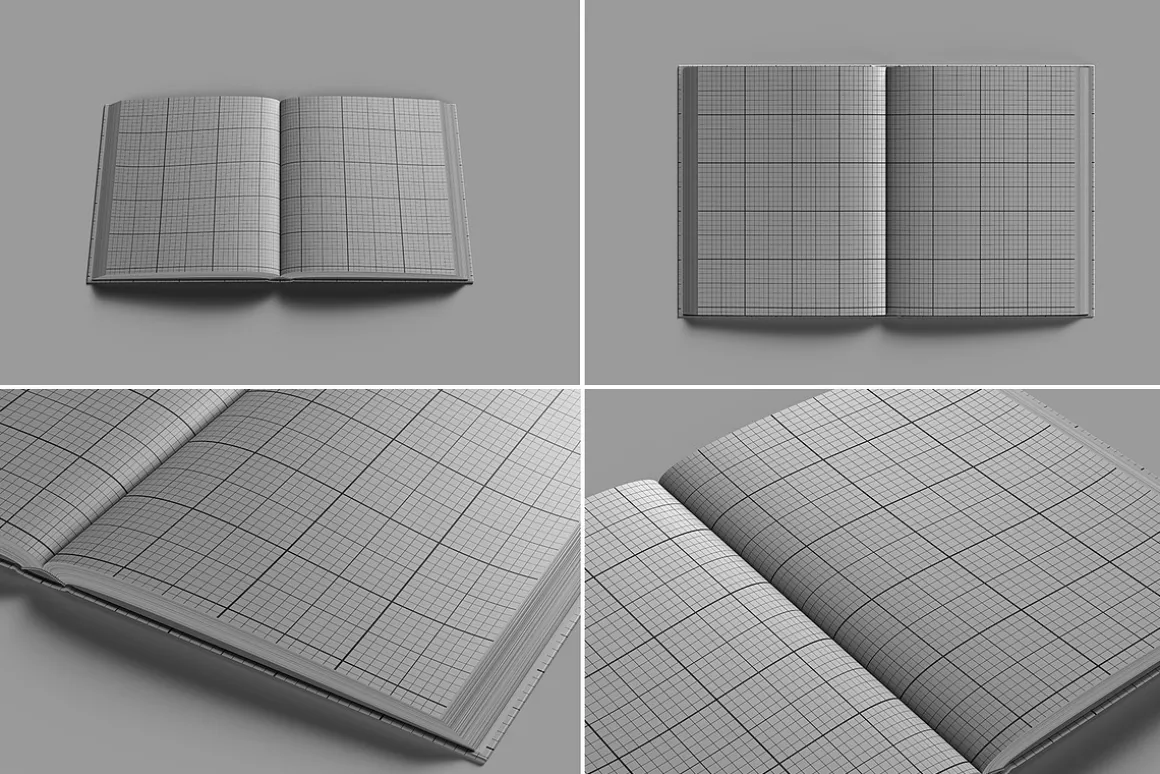 Letter Size Book Mockup - 8 views
