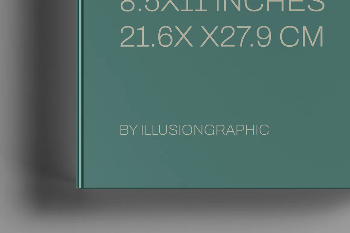 Letter Size Book Mockup - 8 views