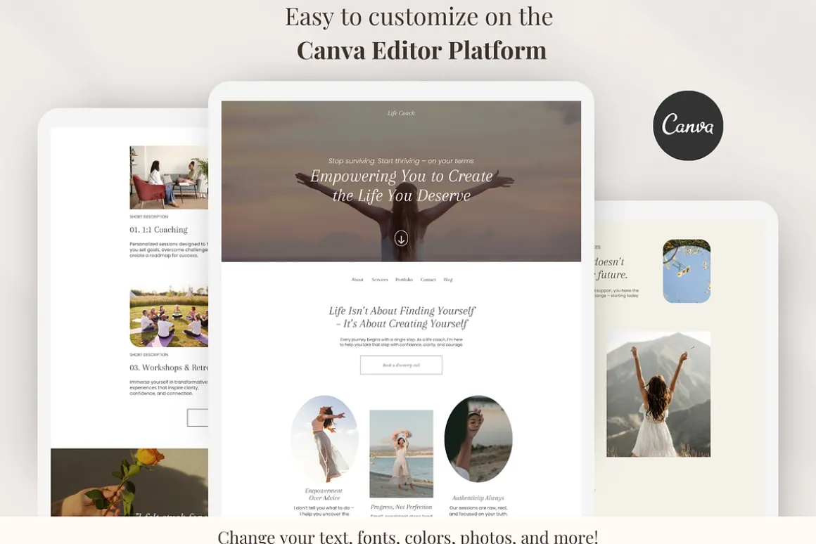 Life Coach Canva Website Template