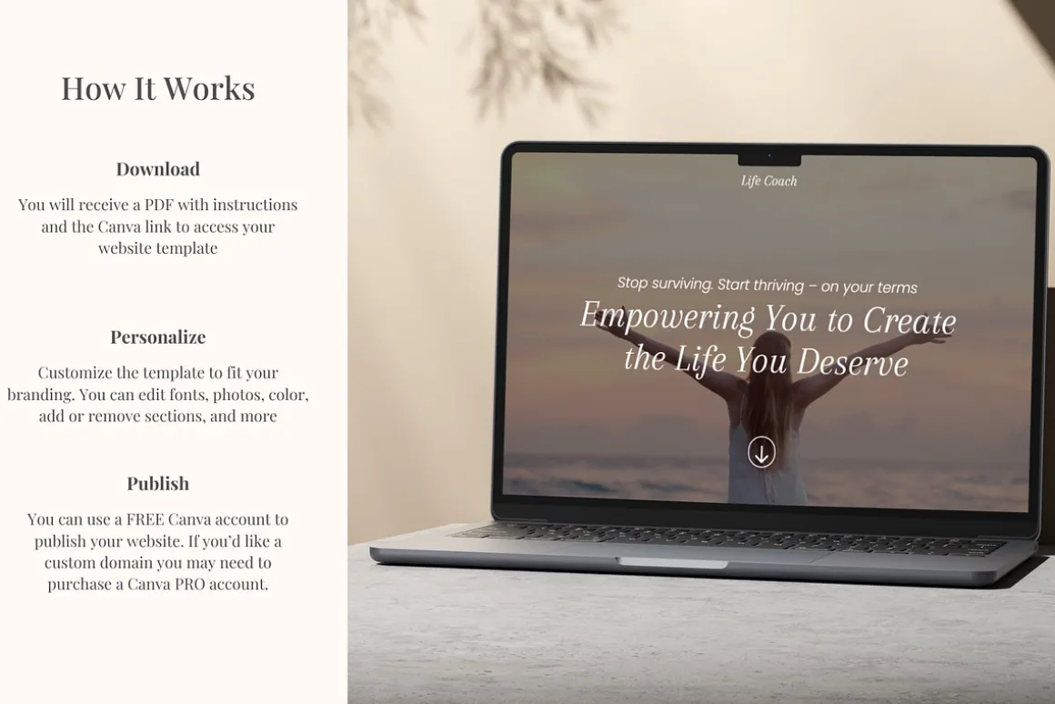 Life Coach Canva Website Template