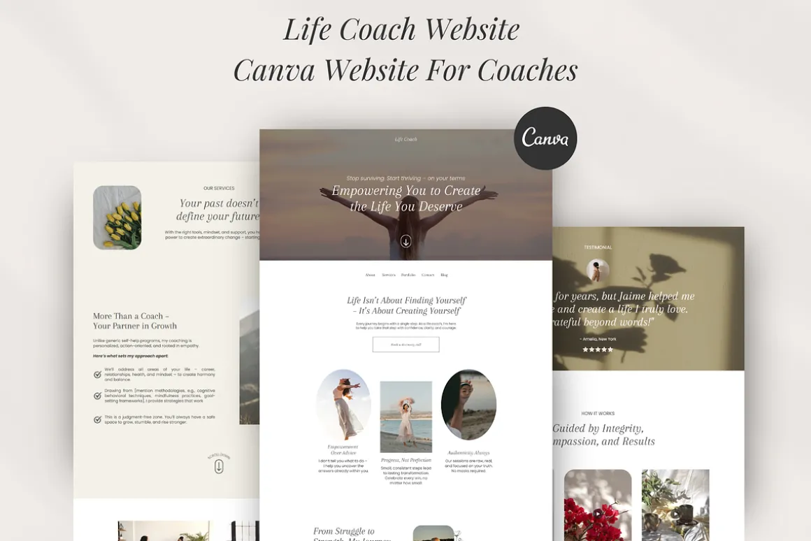 Life Coach Canva Website Template