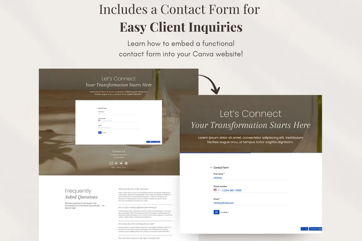 Life Coach Canva Website Template