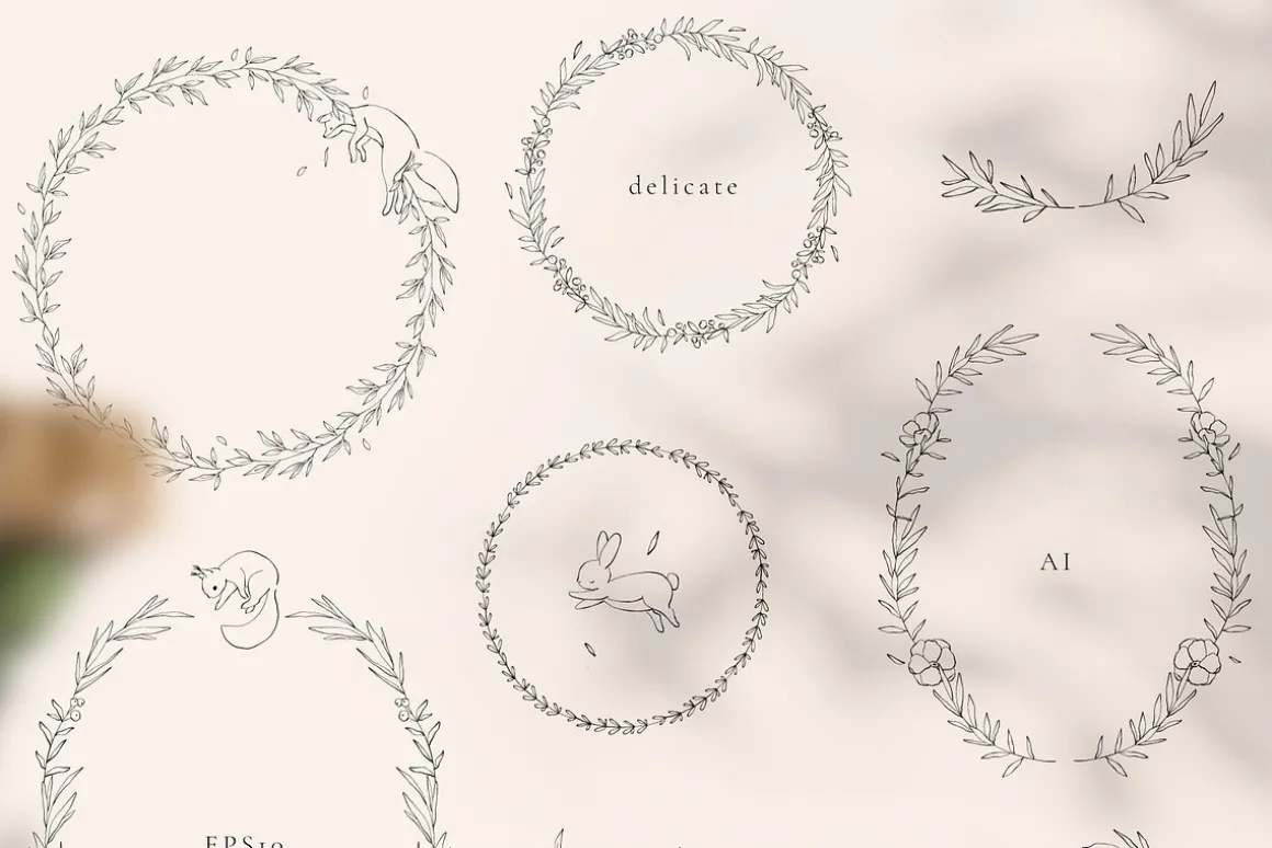 Line Art Floral Tender Frames
