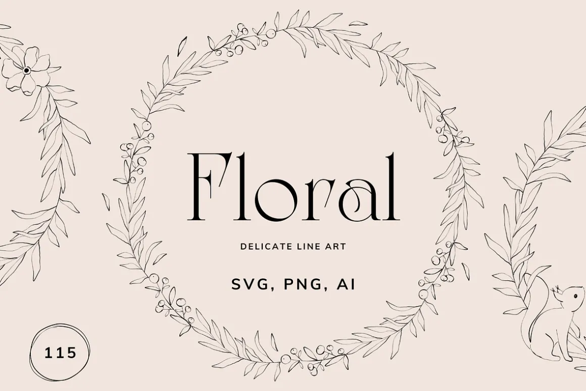 Line Art Floral Tender Frames