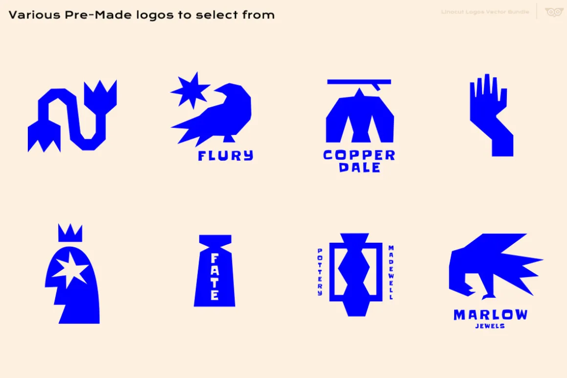 Linocut Logos Vector Bundle