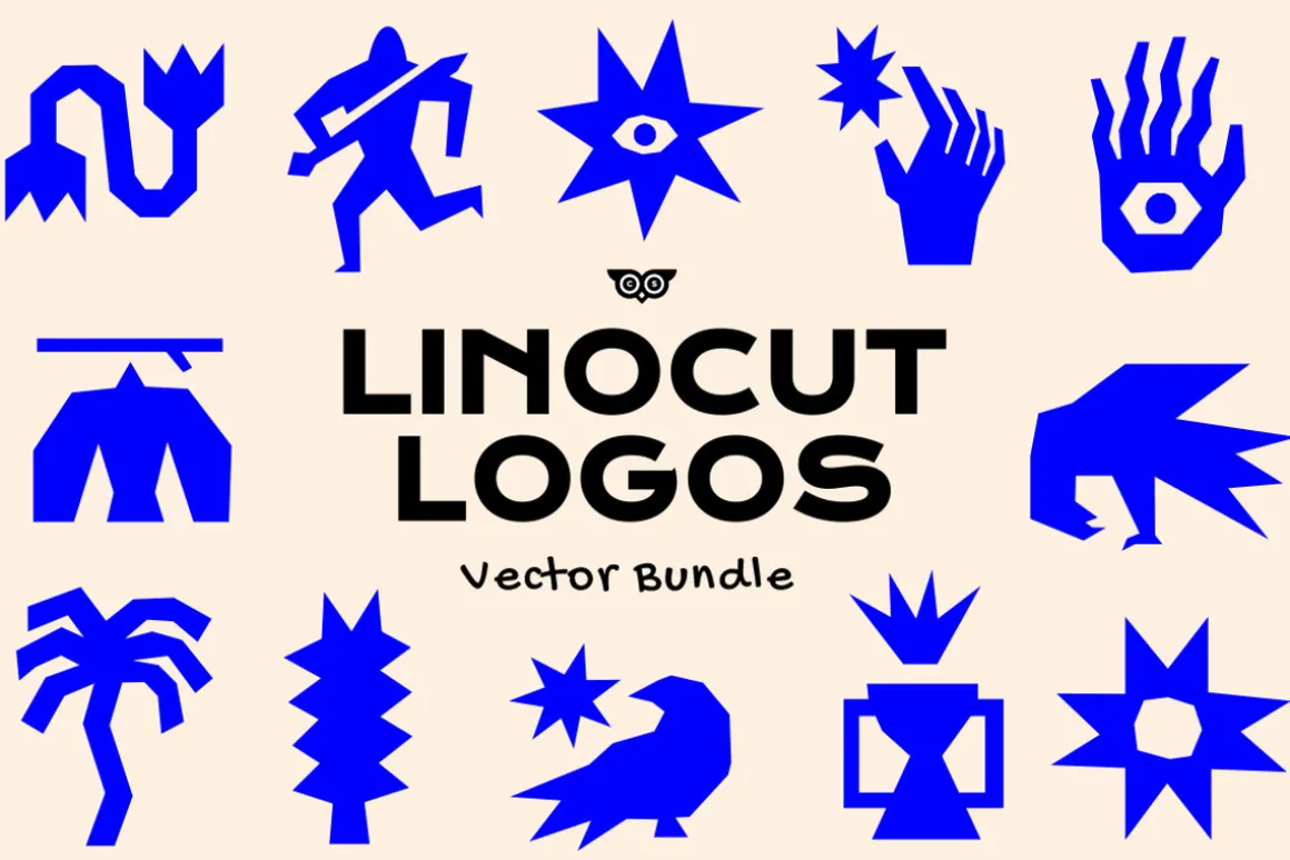 Linocut Logos Vector Bundle