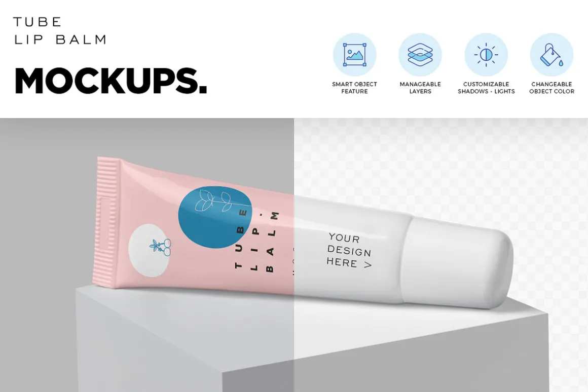 Lip Balm Soft Squeeze Tube Mockups