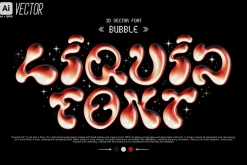 LIQUID LAVA 3D BUBBLE FONT VECTOR
