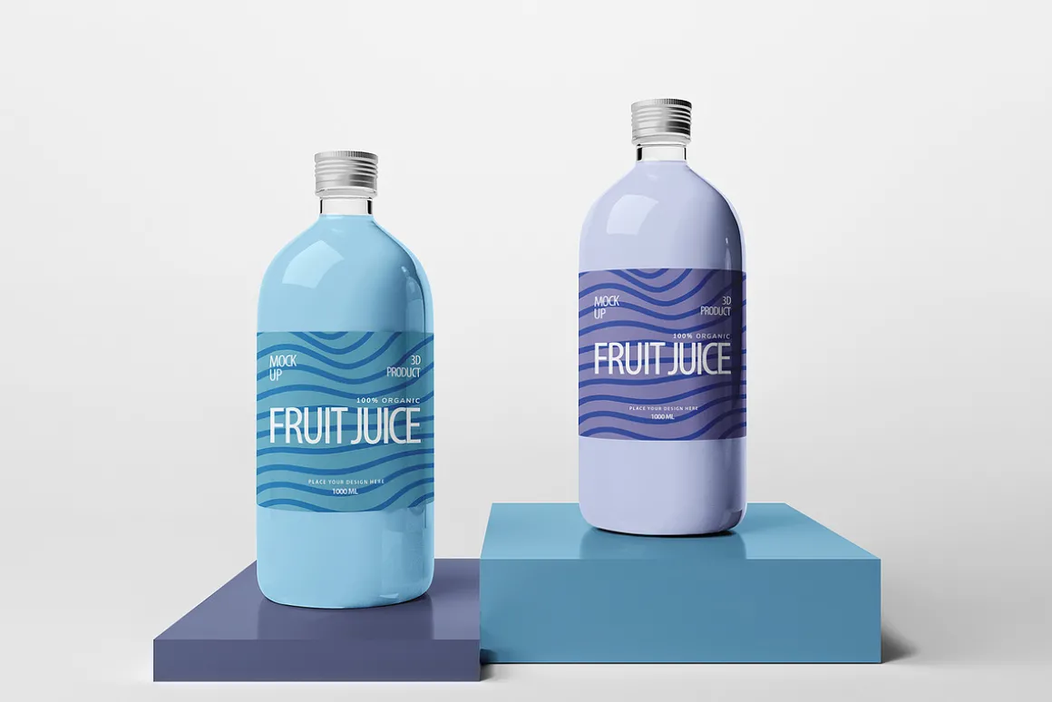 1-Liter Glass Bottle Mockup Set