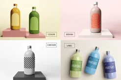 1-Liter Glass Bottle Mockup Set