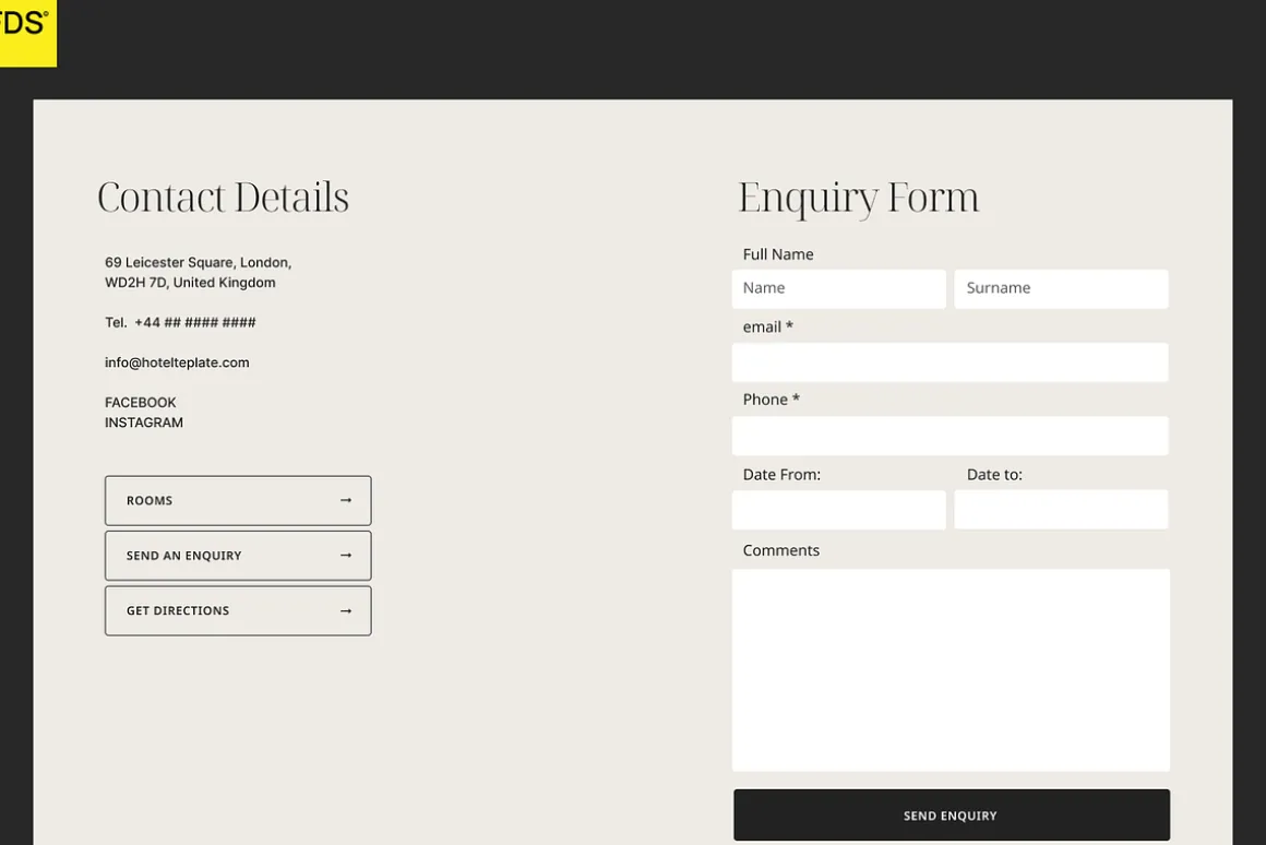 LONDON HOTEL - FRAMER TEMPLATE