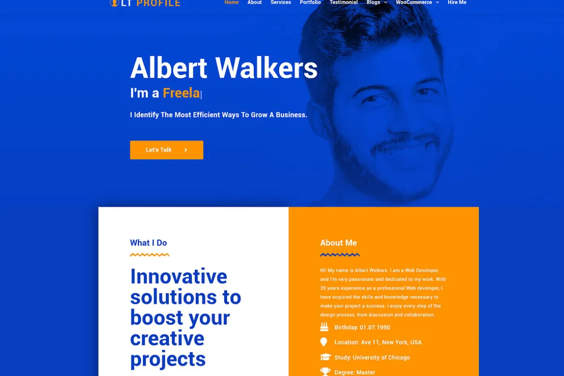 LT Profile Onepage WordPress Theme