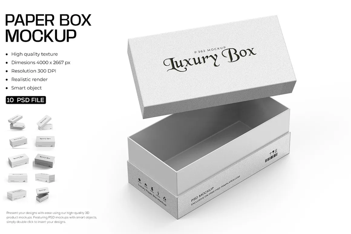 Luxury Two Piece Rigid Box Mockup