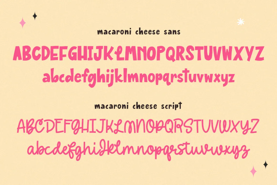 Macaroni Cheese Font Duo + Doodles