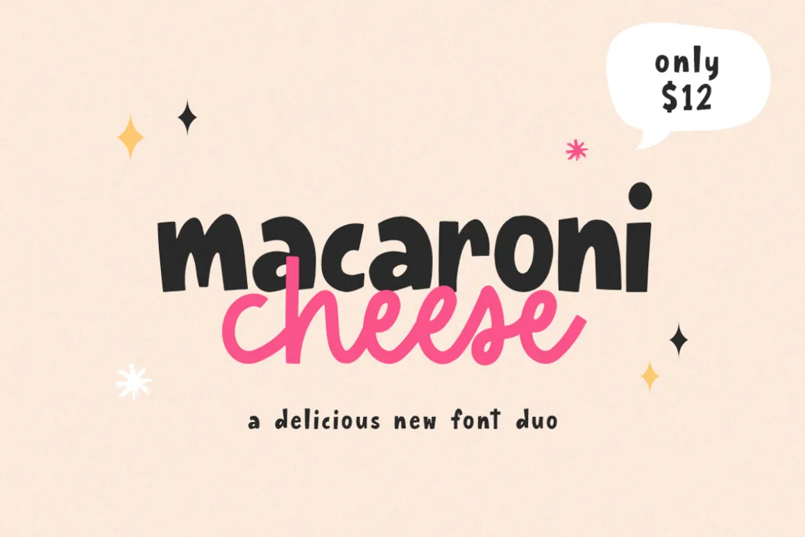 Macaroni Cheese Font Duo + Doodles