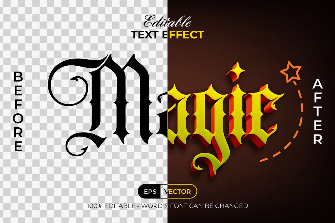 Magic Text Effect 3D Style