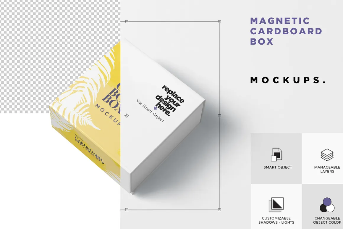 Magnetic Cardboard Box Mockups