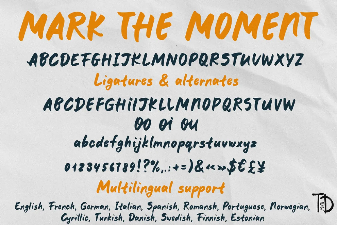 Marker font Mark the moment by hand