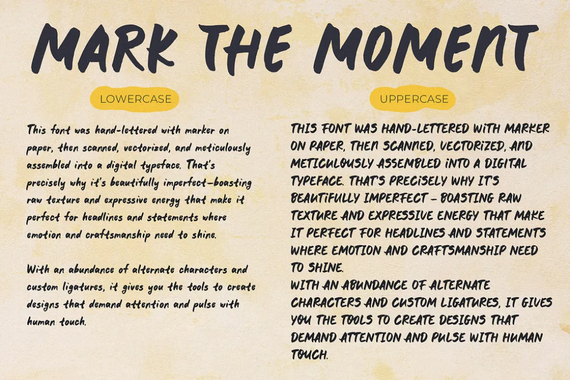 Marker font Mark the moment by hand