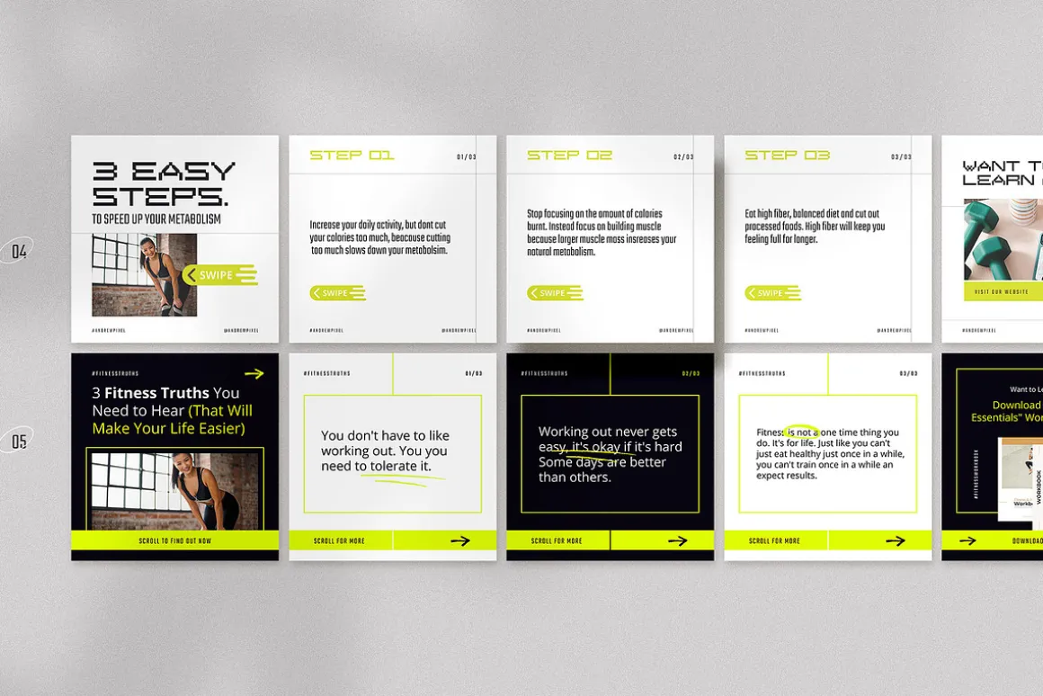 MAX Fitness Insta Carousel for CANVA