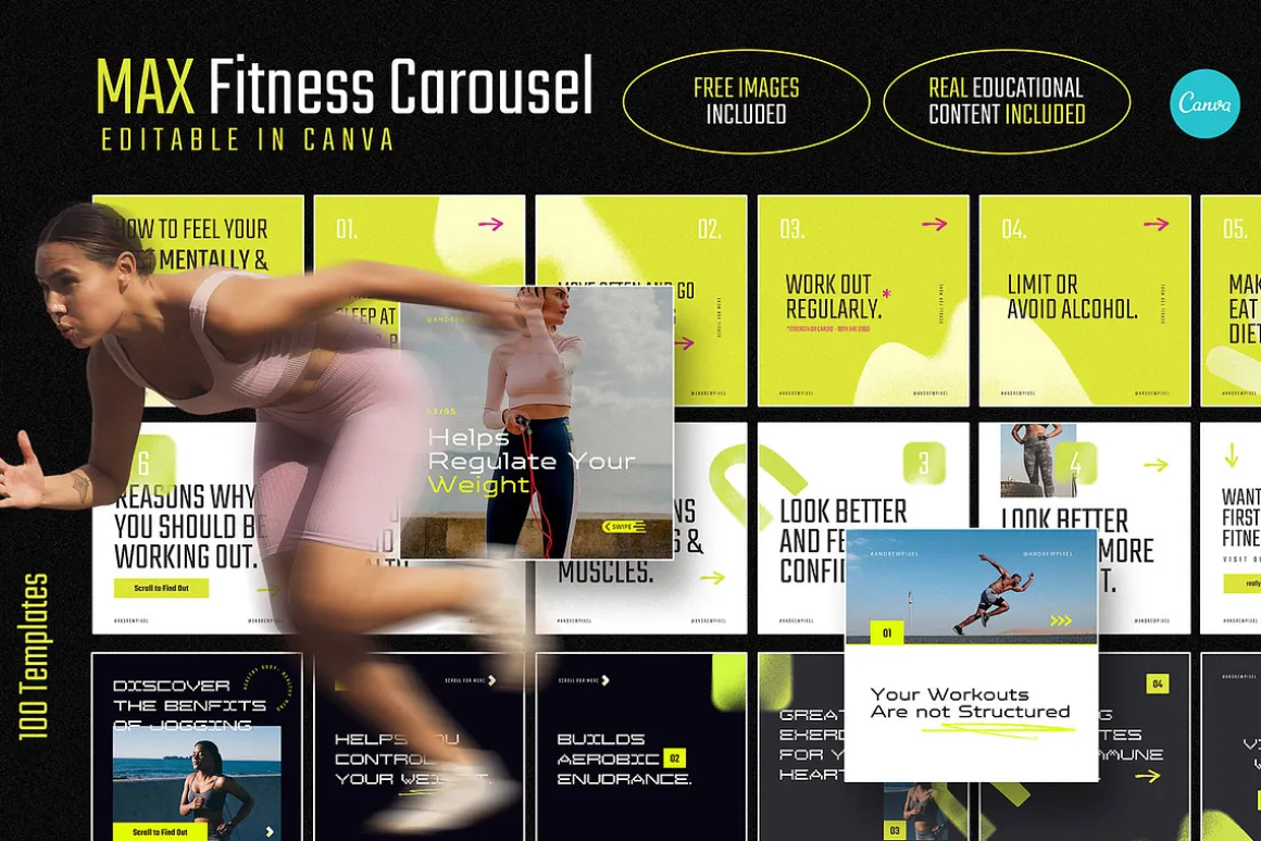 MAX Fitness Insta Carousel for CANVA