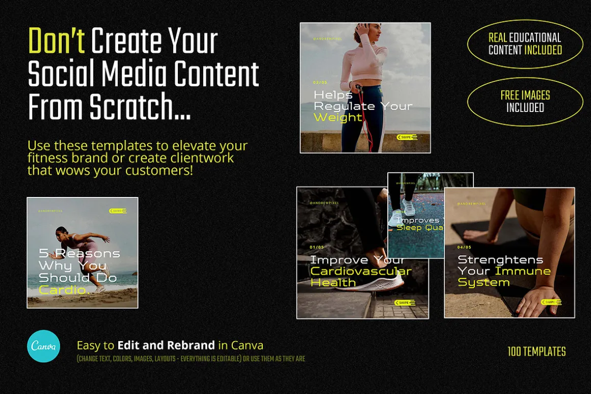 MAX Fitness Insta Carousel for CANVA