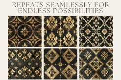 10 Medieval Black and Gold Patterns