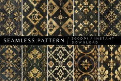 10 Medieval Black and Gold Patterns