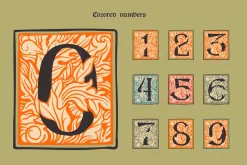 Medieval Leaves Colored initials set