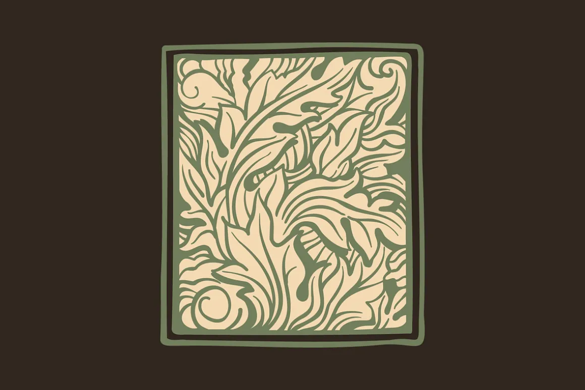 Medieval Leaves Colored initials set