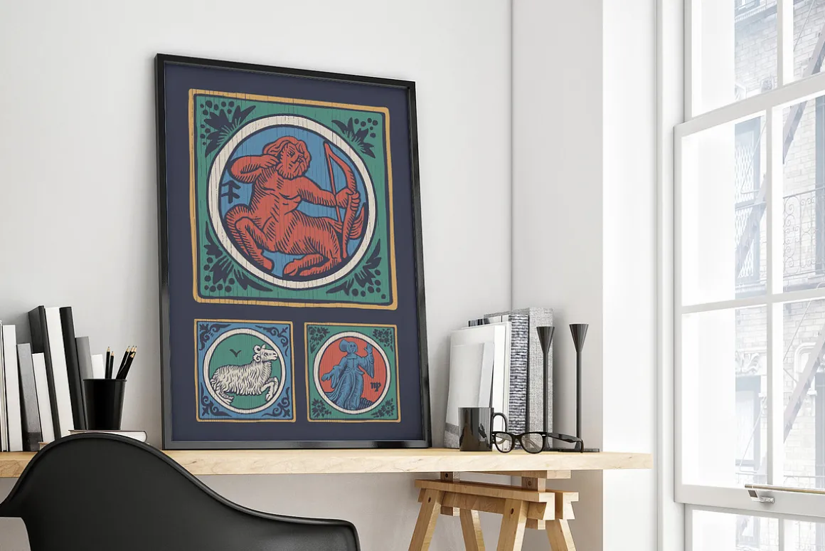 Medieval Zodiac Initials set