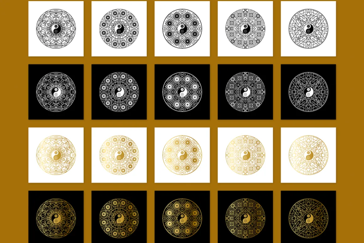 Meditation Mandala Symbols Set