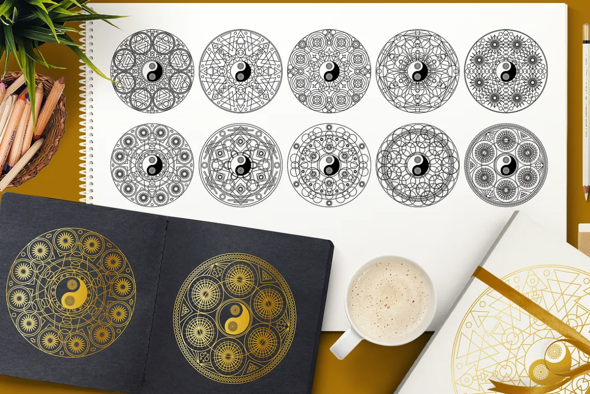 Meditation Mandala Symbols Set