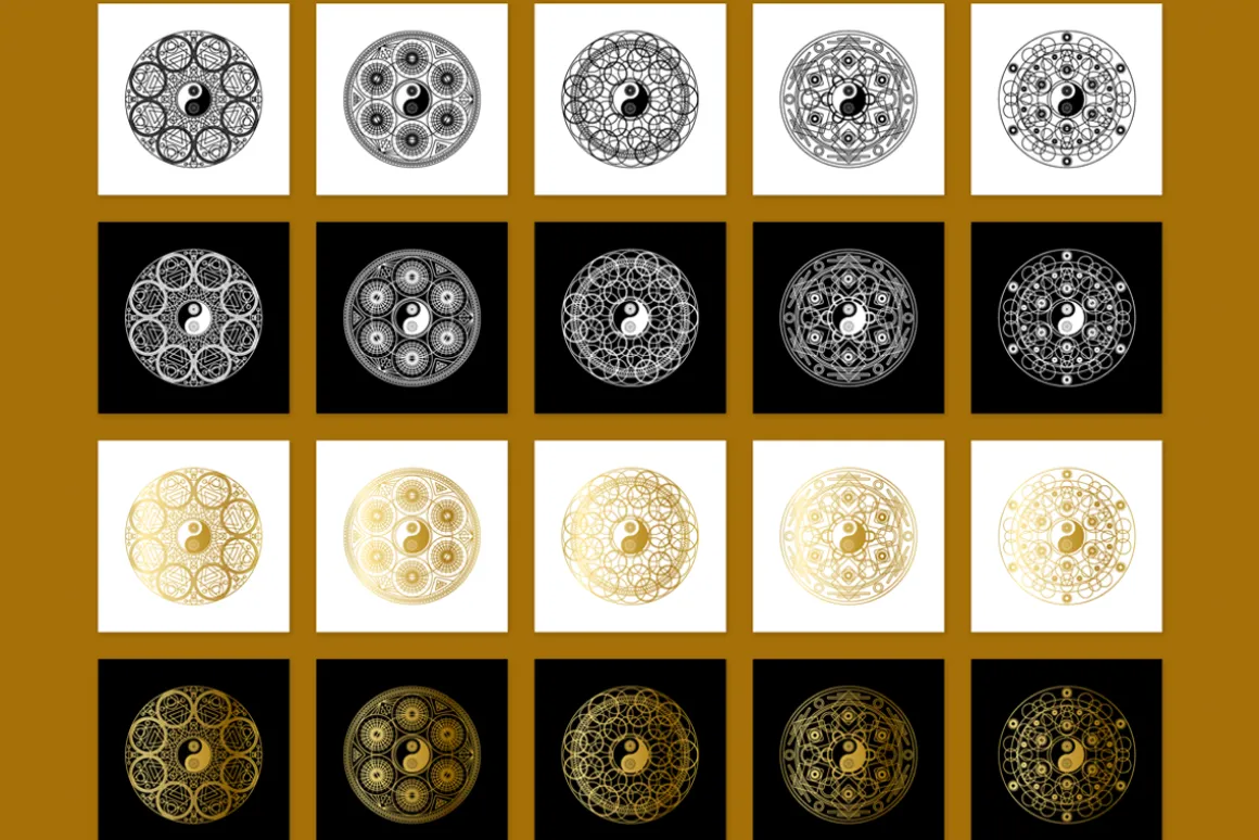 Meditation Mandala Symbols Set
